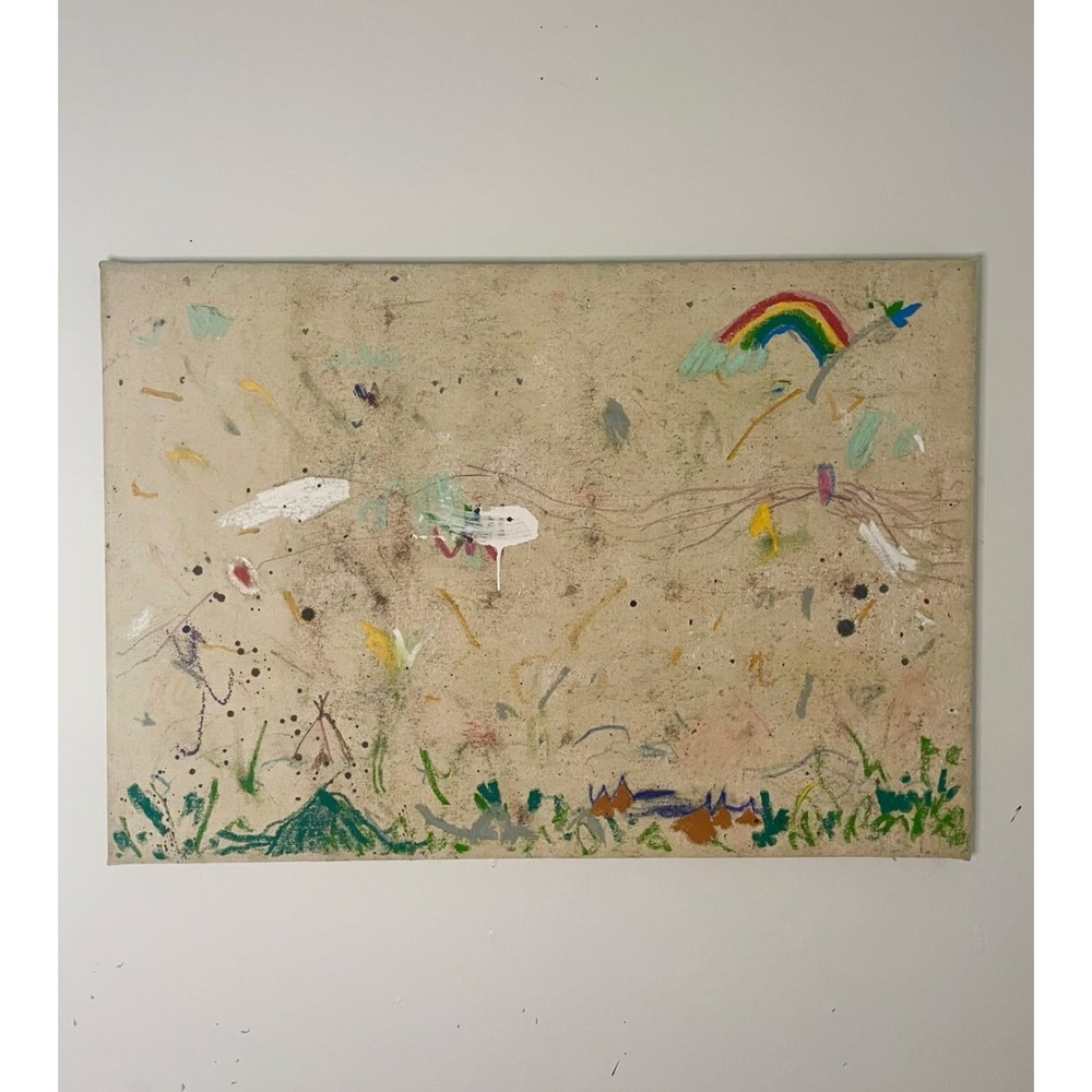 God Is A Rainbow 23 x 32.5 Abstract‎ Mixed Media Canvas Painting Earth By Oman
